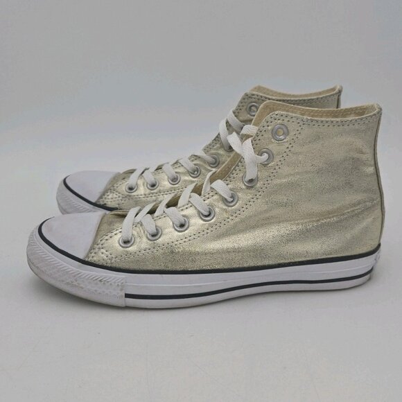 Converse Chuck Taylor All Star Hi Top Metallic Light Gold 153178F Women 9 Men 7 - Picture 3 of 11